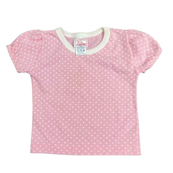 VTG 70s 80s Buster Brown Baby Pink Polka Dot Shirt Size 6-9 months Cute - Picture 1 of 4